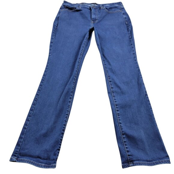 NYDJ Jeans Womens 12 Sheri Slim Dark Wash Denim - Picture 1 of 8